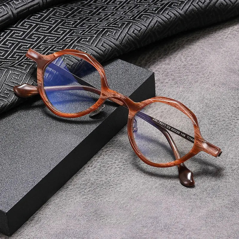 Unisex Round Full Rim Titanium Prescription Glasses 326071 — view 4 | Rx Spectacle