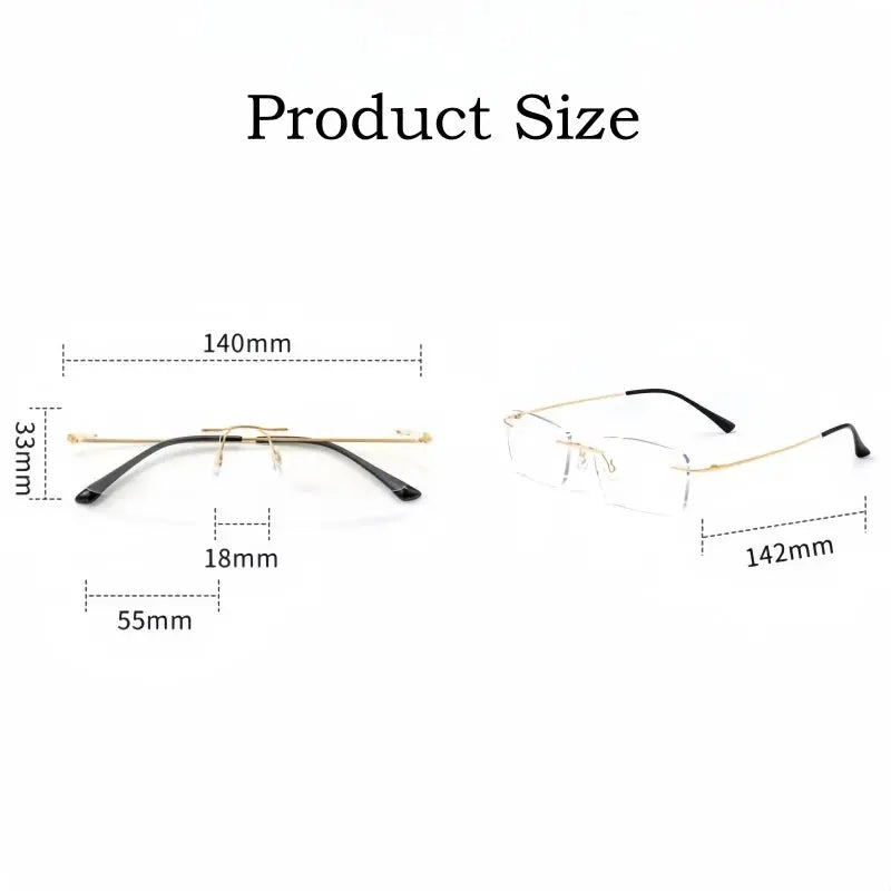 Unisex Square Rimless Alloy Reading Glasses 8171 — view 2 | Rx Spectacle