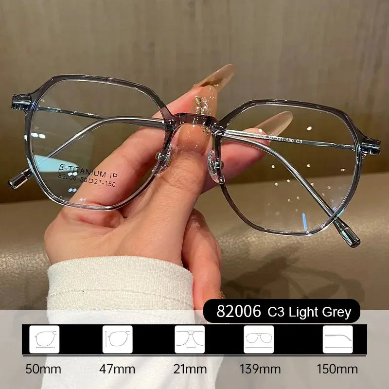 Women's Polygon Full Rim Titanium Flat Top Prescription Glasses 82006 — view 6 | Rx Spectacle