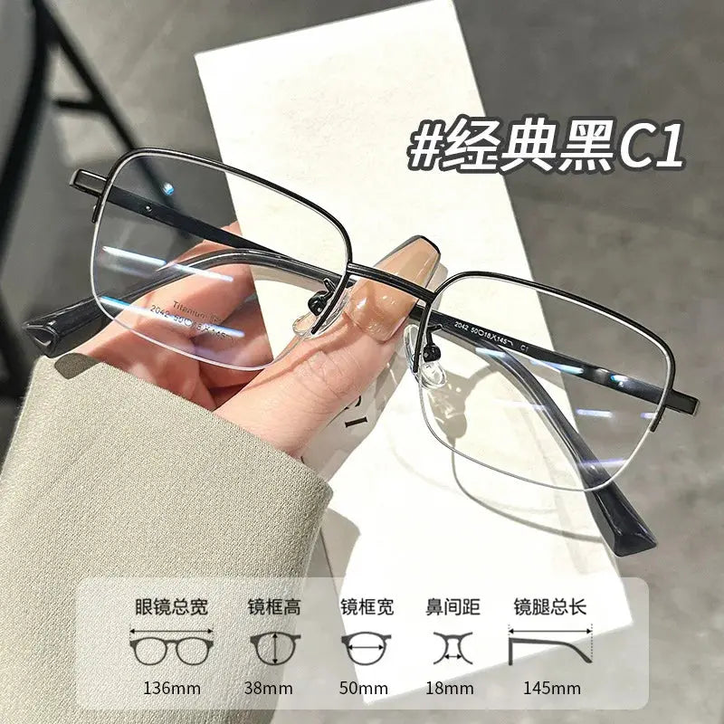 Women's Square Semi-Rimless Titanium Prescription Glasses 120428 — view 4 | Rx Spectacle