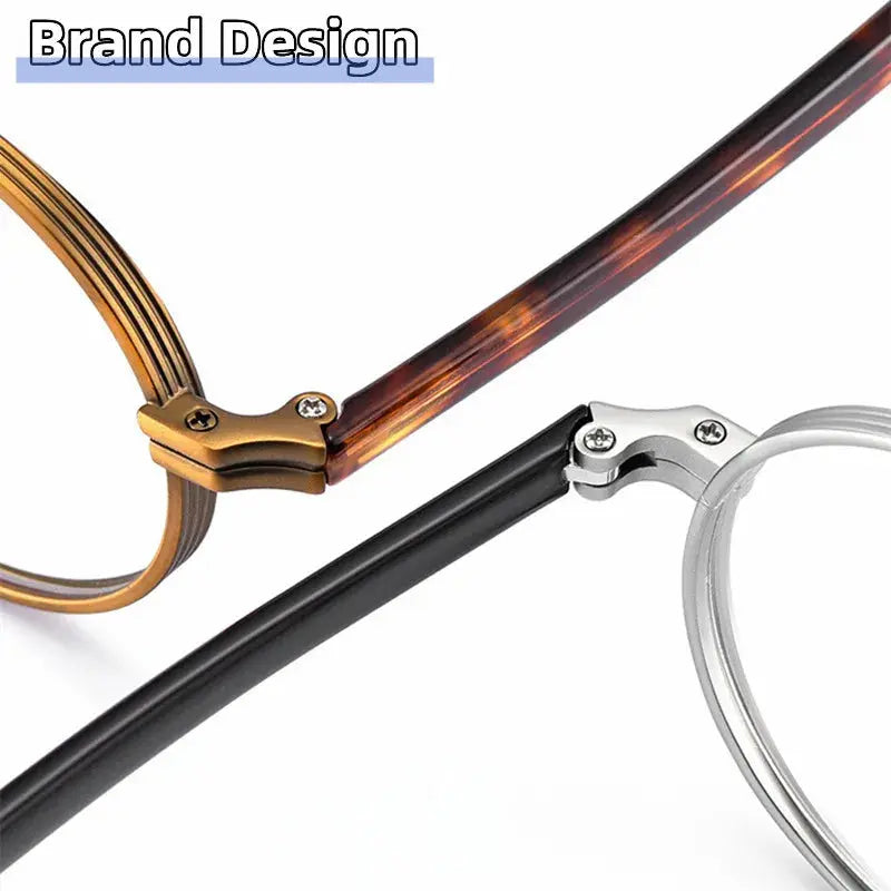 Unisex Round Full Rim Titanium Reading Glasses 0881 — view 3 | Rx Spectacle