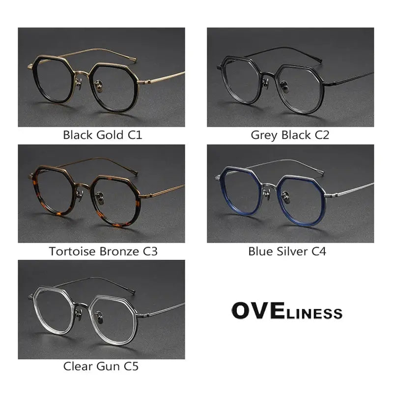 Unisex Polygon Full Rim Titanium Prescription Glasses U136 — view 5 | Rx Spectacle
