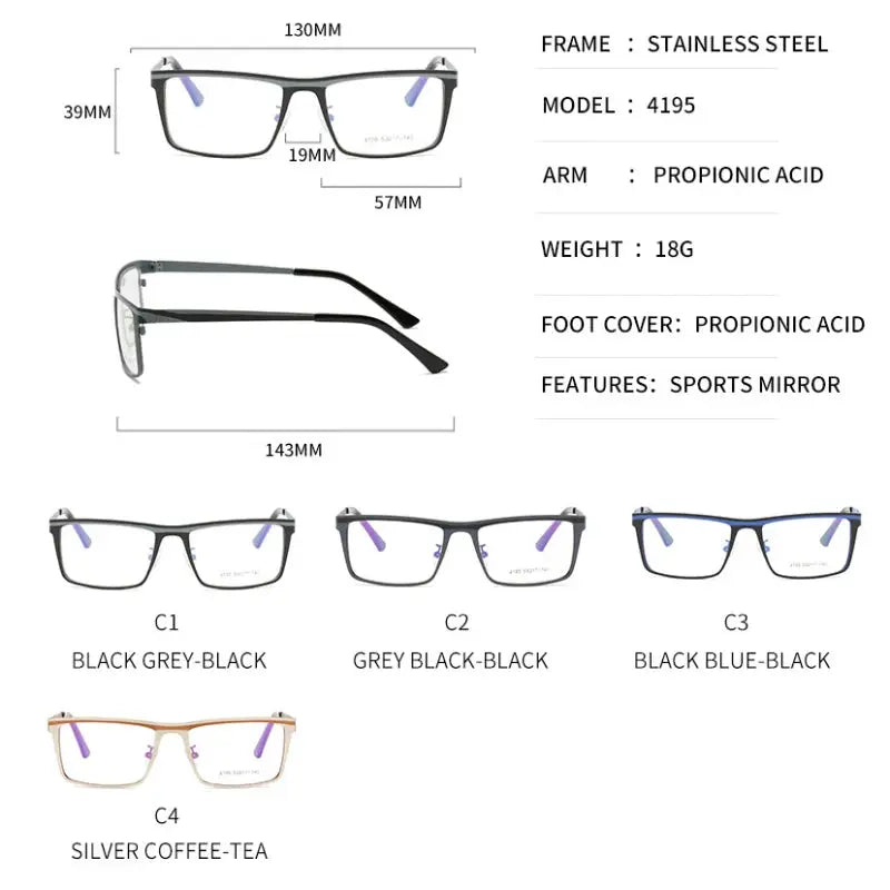 Women's Square Full Rim Alloy Prescription Glasses 944195 — view 2 | Rx Spectacle