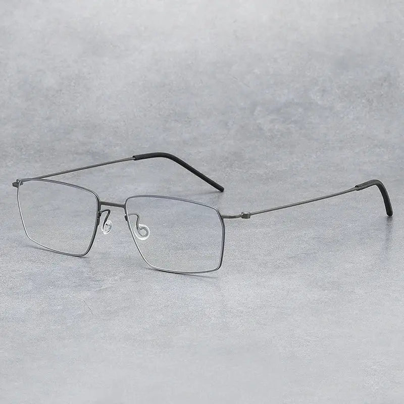 Unisex Square Full Rim Titanium Screwless Prescription Glasses 45509 — view 4 | Rx Spectacle