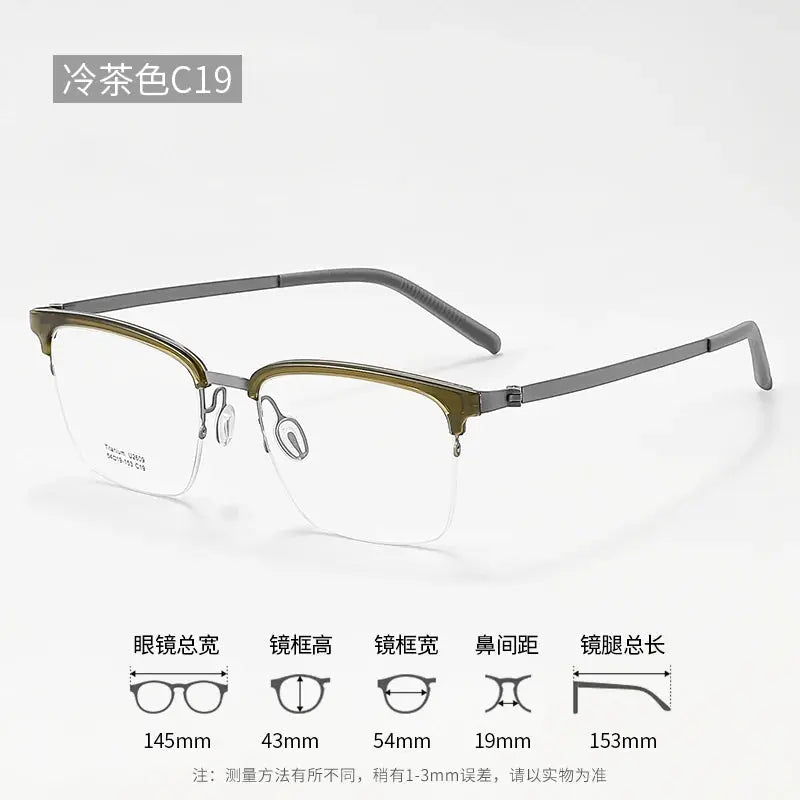 Unisex Square Semi-Rimless Titanium Prescription Glasses 2609 — view 6 | Rx Spectacle