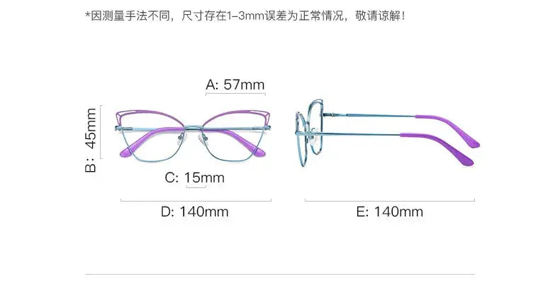 Women's Cat Eye Full Rim Alloy Prescription Glasses 30381 — view 2 | Rx Spectacle