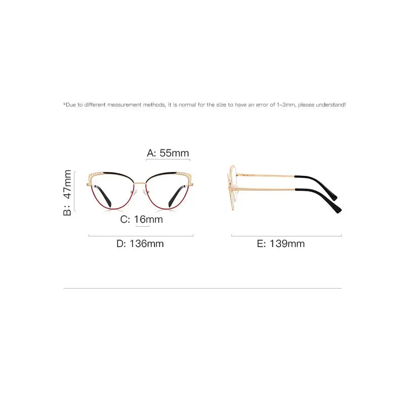 Women's Cat Eye Full Rim Alloy Prescription Glasses 843107 — view 2 | Rx Spectacle