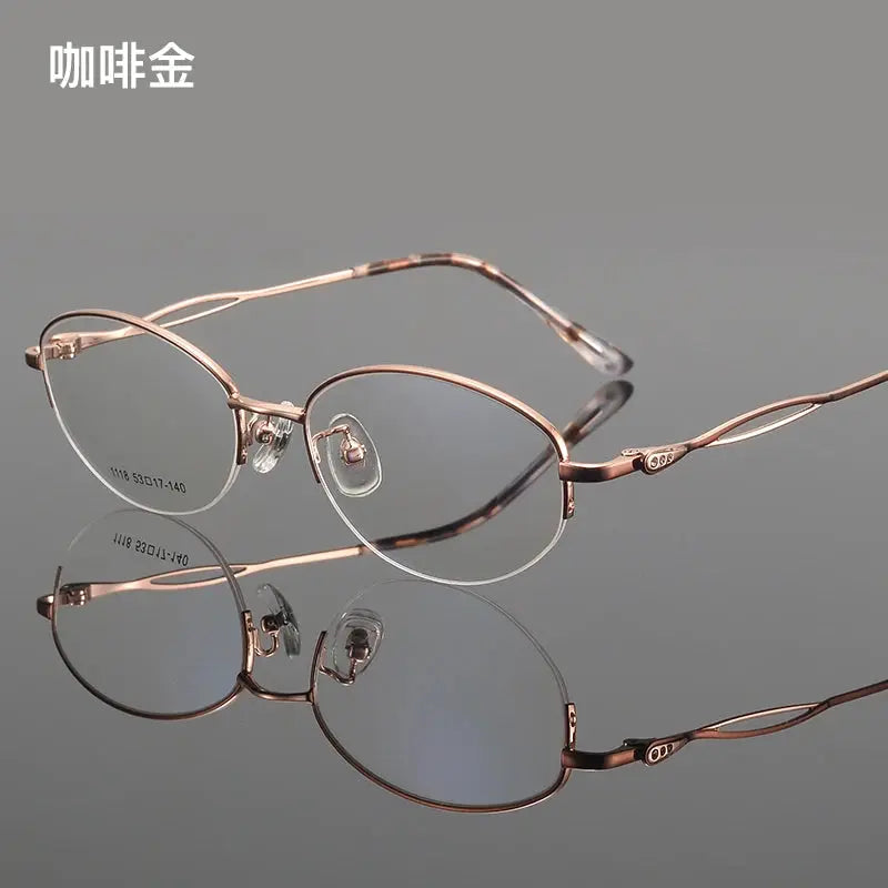 Women's Oval Semi-Rimless Alloy Prescription Glasses 661118 — view 5 | Rx Spectacle