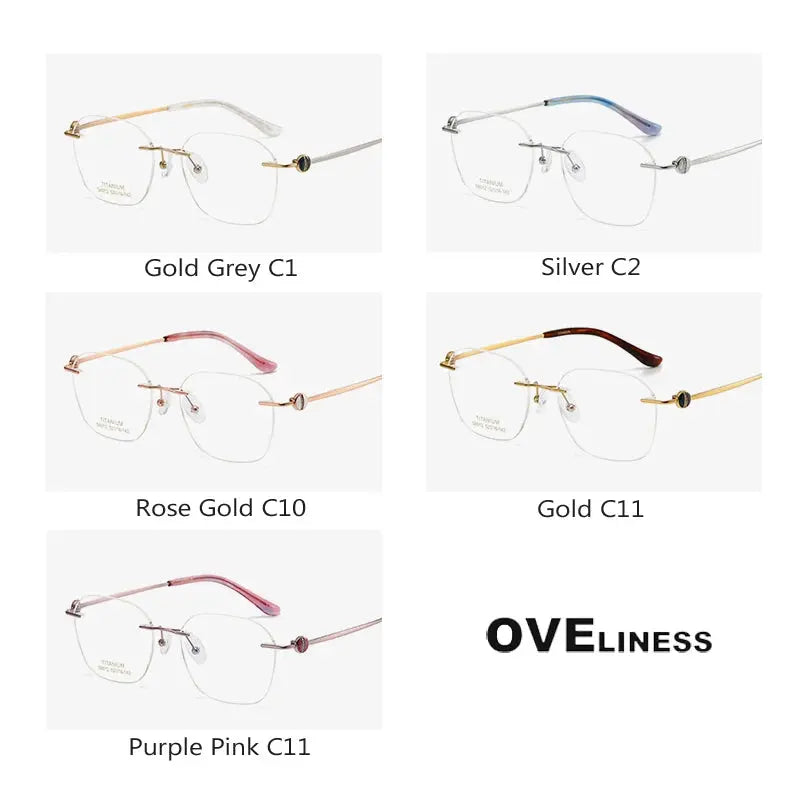 Women's Oval Rimless Titanium Prescription Glasses 196012 — view 5 | Rx Spectacle