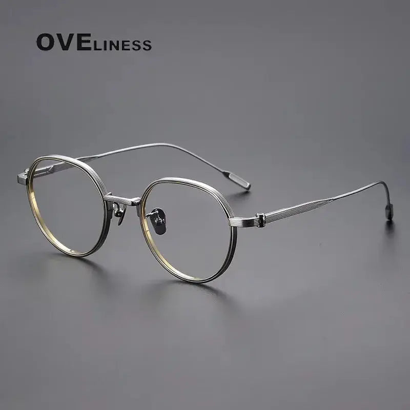 Unisex Oval Full Rim Titanium Flat Top Prescription Glasses 2261 — view 7 | Rx Spectacle
