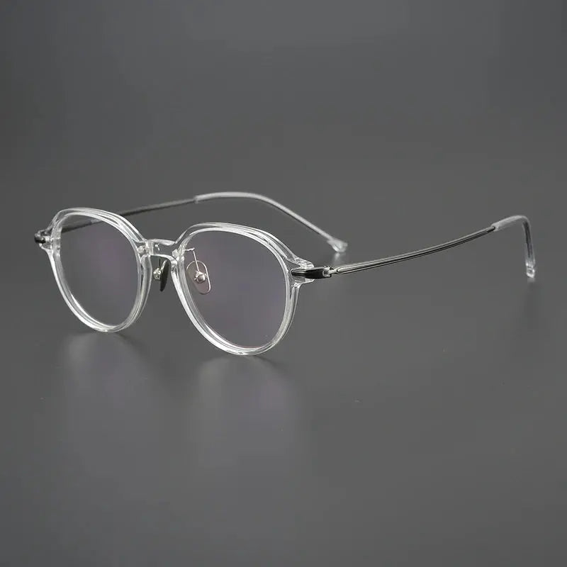 Unisex Oval Full Rim Titanium Flat Top Prescription Glasses 19834 — view 7 | Rx Spectacle