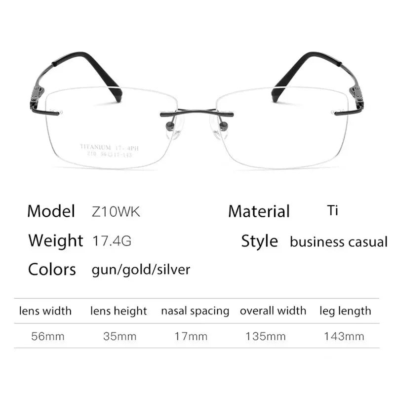 Women's Square Rimless Titanium Prescription Glasses 56210 — view 4 | Rx Spectacle