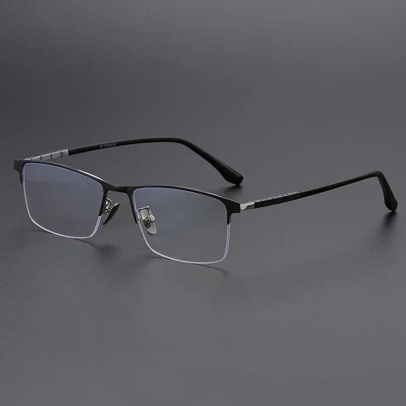 Men's Square Semi-Rimless Titanium Prescription Glasses 89187 — view 5 | Rx Spectacle