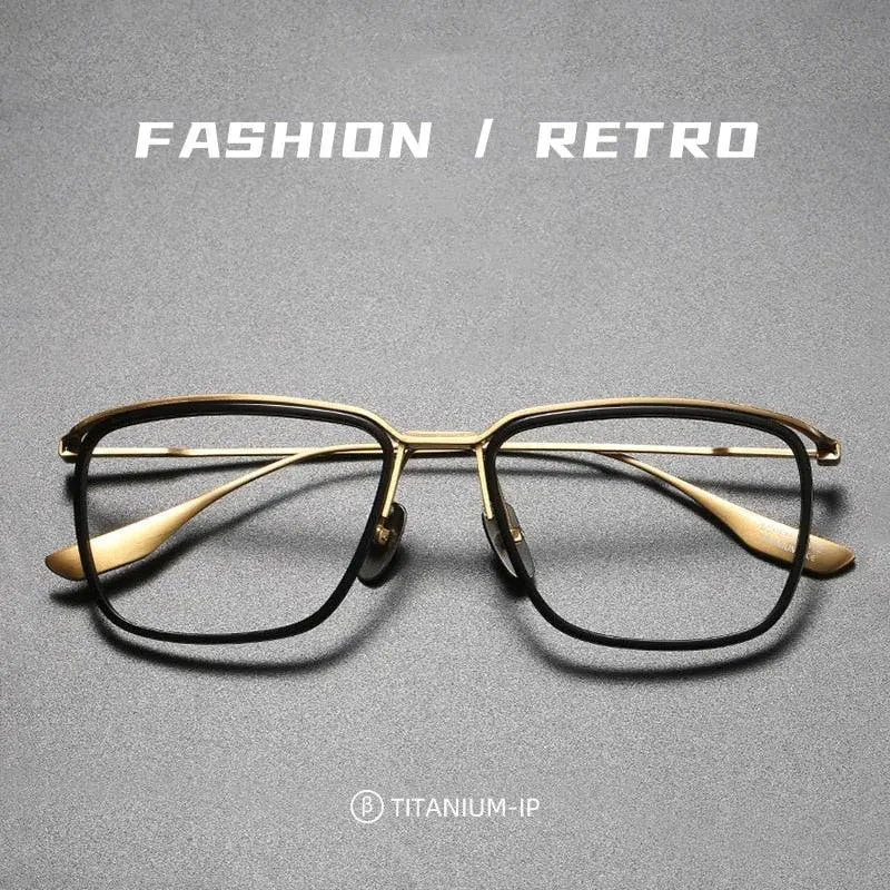 Men's Square Full Rim Titanium Oversized Prescription Glasses Dt106 — view 8 | Rx Spectacle