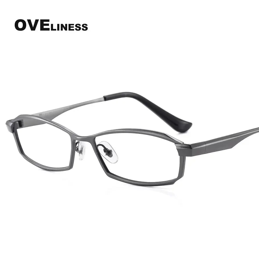 Men's Rectangular Full Rim Titanium Prescription Glasses 8718 — view 2 | Rx Spectacle