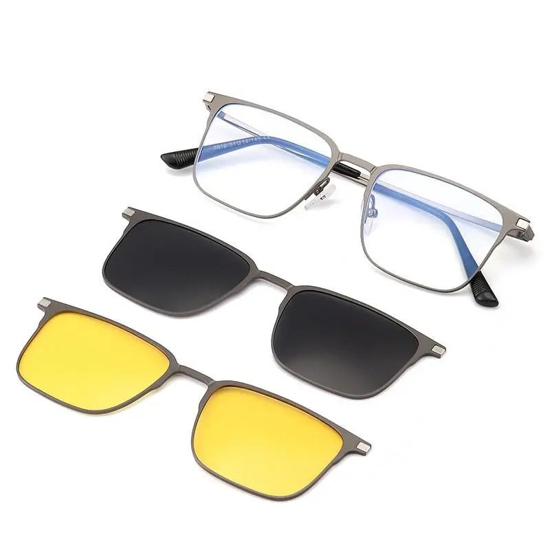 Unisex Square Full Rim Alloy Clip-On Prescription Glasses 7012 — view 5 | Rx Spectacle