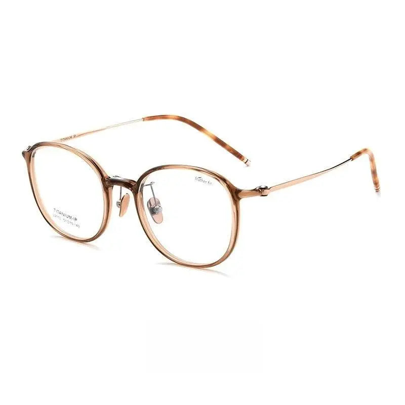Unisex Round Full Rim Titanium Prescription Glasses L9113y — view 4 | Rx Spectacle