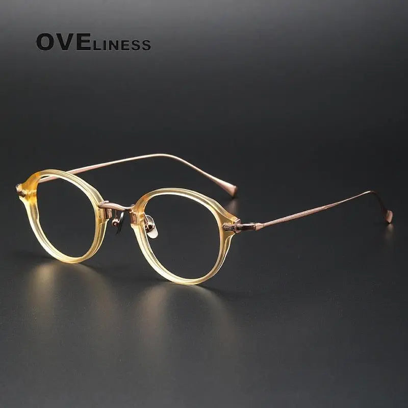 Unisex Round Full Rim Titanium Prescription Glasses Kmn182 — view 4 | Rx Spectacle