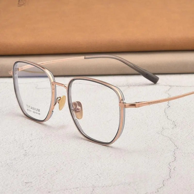 Unisex Square Full Rim Titanium Prescription Glasses Bv7011b — view 3 | Rx Spectacle