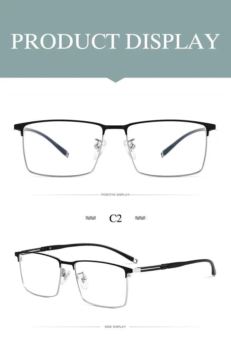 Men's Square Full Rim Titanium Prescription Glasses T8607t — view 10 | Rx Spectacle