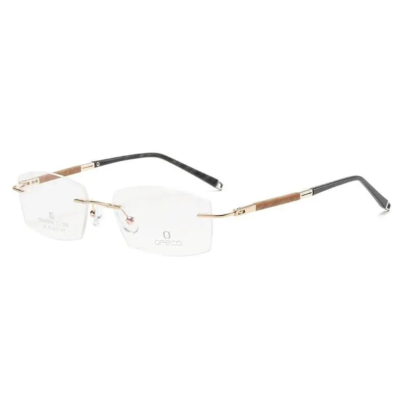 Unisex Square Rimless Titanium Prescription Glasses Y063 — view 8 | Rx Spectacle