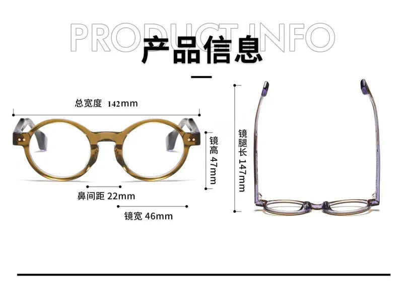 Unisex Round Full Rim Acetate Prescription Glasses 51474 — view 2 | Rx Spectacle