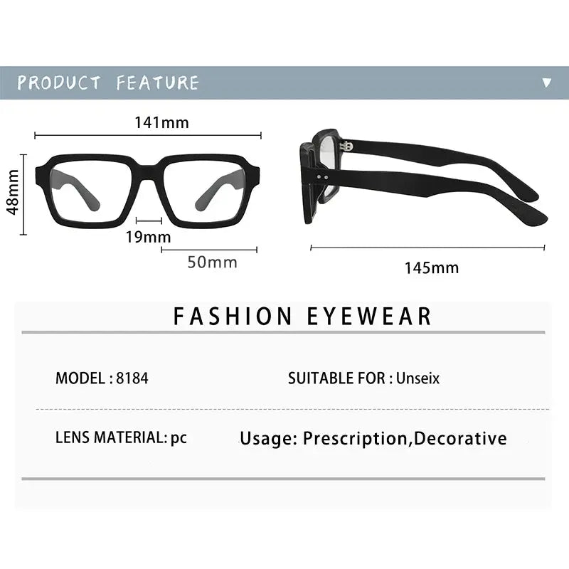 Men's Square Full Rim Wood Prescription Glasses 8184 — view 5 | Rx Spectacle