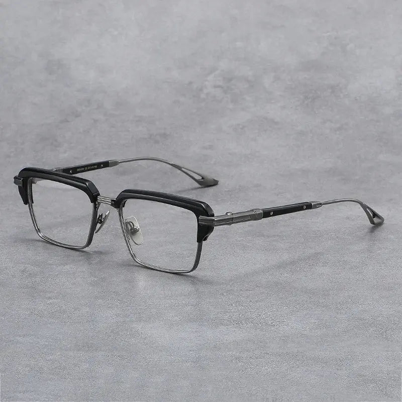 Unisex Square Full Rim Titanium Oversized Prescription Glasses D008 — view 6 | Rx Spectacle