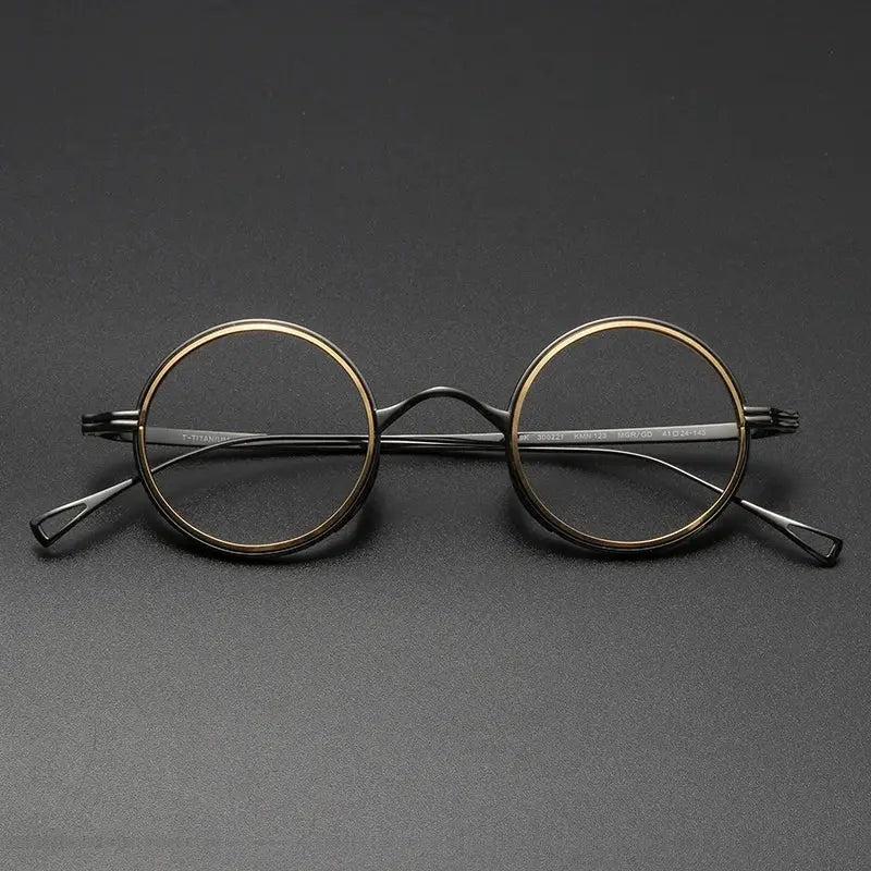 Unisex Round Full Rim Titanium Prescription Glasses Km123 — view 8 | Rx Spectacle