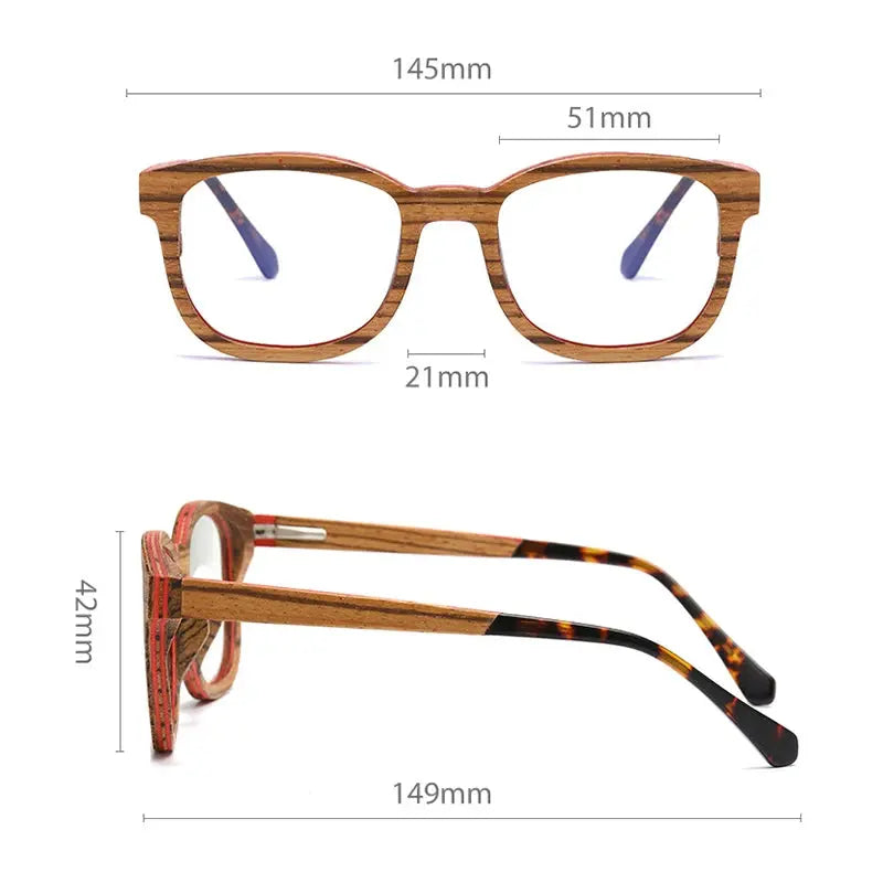 Men's Square Full Rim Wood Prescription Glasses 5636 — view 3 | Rx Spectacle