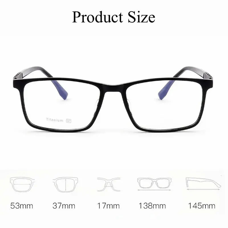 Men's Square Full Rim Titanium Prescription Glasses 23070 — view 4 | Rx Spectacle