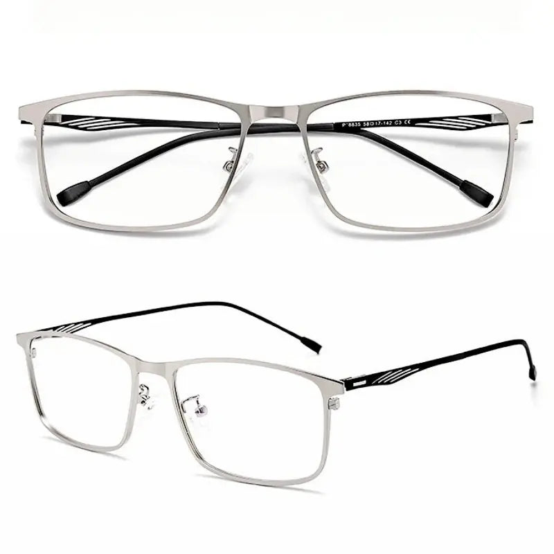 Men's Square Full Rim Alloy Oversized Prescription Glasses 8835 — view 7 | Rx Spectacle