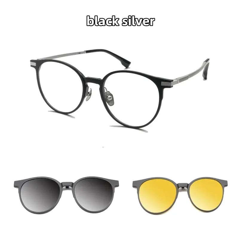 Unisex Round Full Rim TR90 Clip-On Prescription Glasses 9016 — view 4 | Rx Spectacle