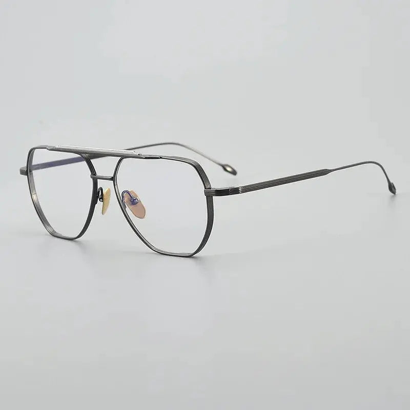 Unisex Oval Full Rim Titanium Double Bridge Prescription Glasses Jr39 — view 7 | Rx Spectacle