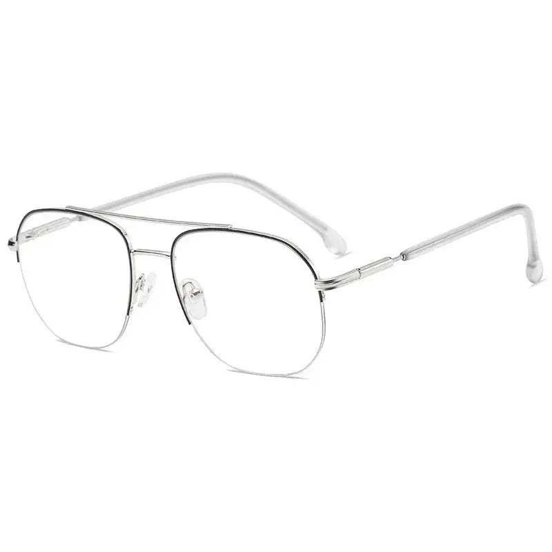 Unisex Square Semi-Rimless Titanium Prescription Glasses 95926 — view 3 | Rx Spectacle