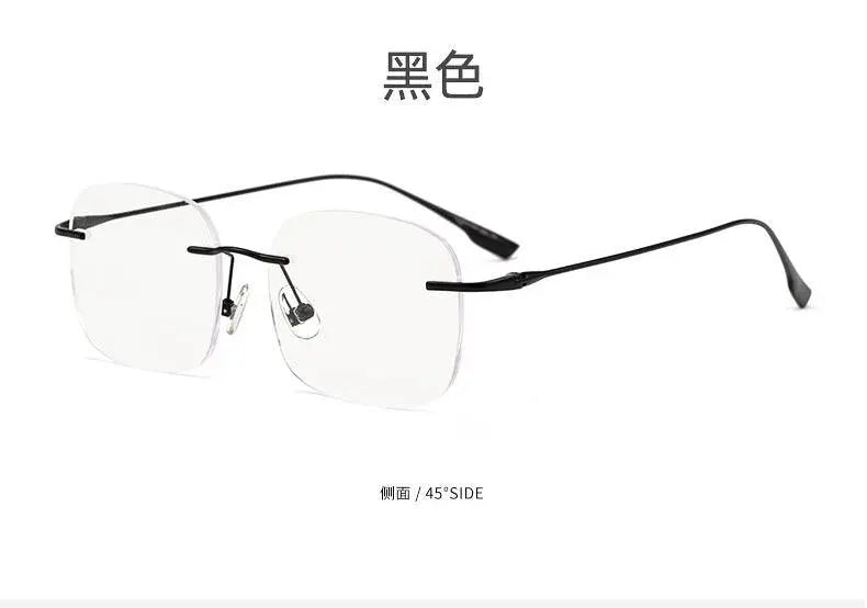 Unisex Square Rimless Titanium Prescription Glasses Eyeglasses1135 — view 9 | Rx Spectacle