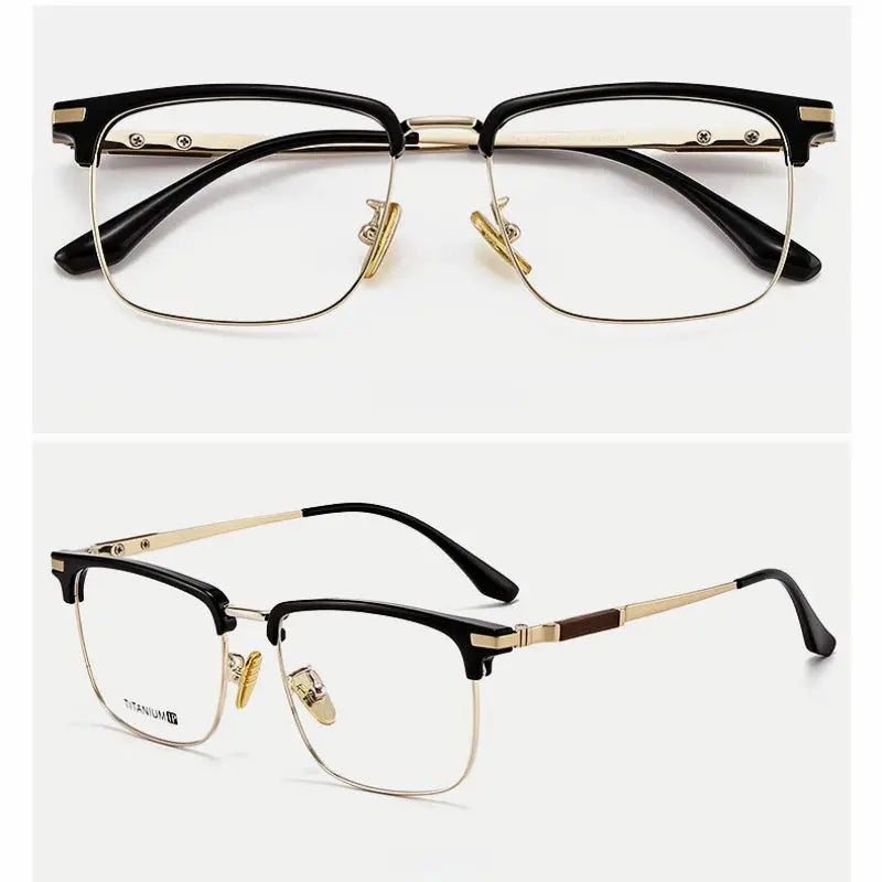 Men's Square Full Rim Titanium Prescription Glasses Y8079 — view 7 | Rx Spectacle