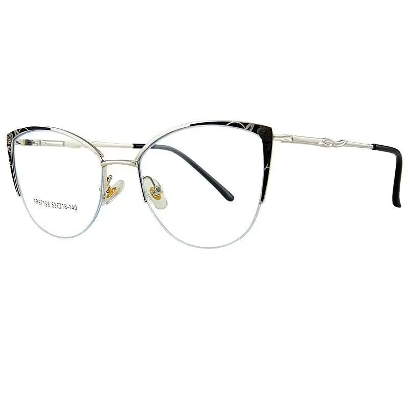 Women's Cat Eye Semi-Rimless Acetate Prescription Glasses 87198 — view 7 | Rx Spectacle