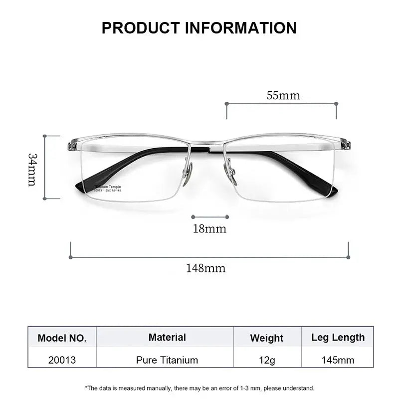 Men's Browline Semi-Rimless Titanium Prescription Glasses 200135 — view 2 | Rx Spectacle