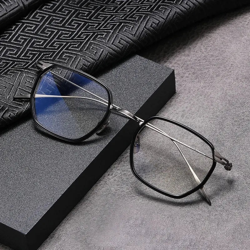 Unisex Square Full Rim Titanium Prescription Glasses 49216 — view 3 | Rx Spectacle
