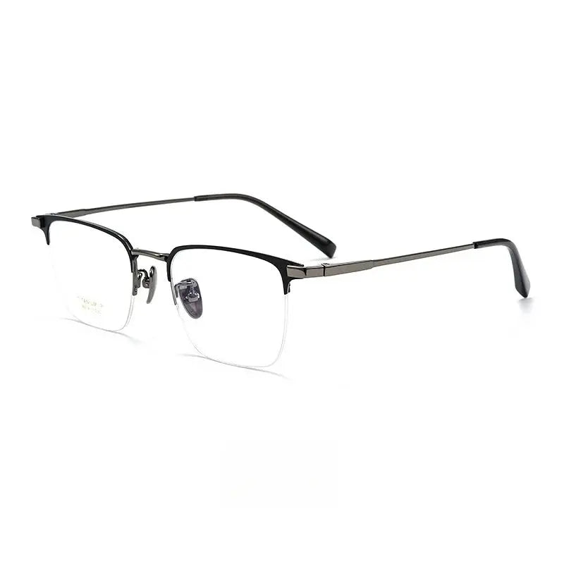 Unisex Square Semi-Rimless Titanium Prescription Glasses 26014 — view 3 | Rx Spectacle
