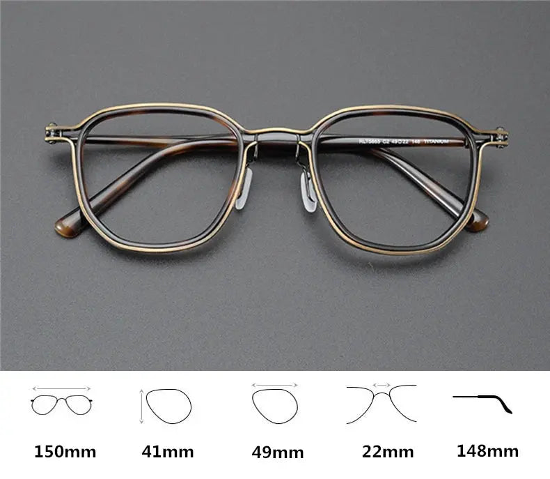 Unisex Square Full Rim Titanium Oversized Prescription Glasses 25865 — view 2 | Rx Spectacle