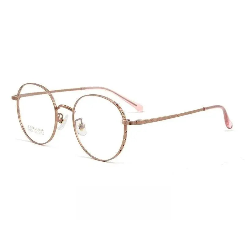 Unisex Round Full Rim Titanium Prescription Glasses 95955bt — view 11 | Rx Spectacle