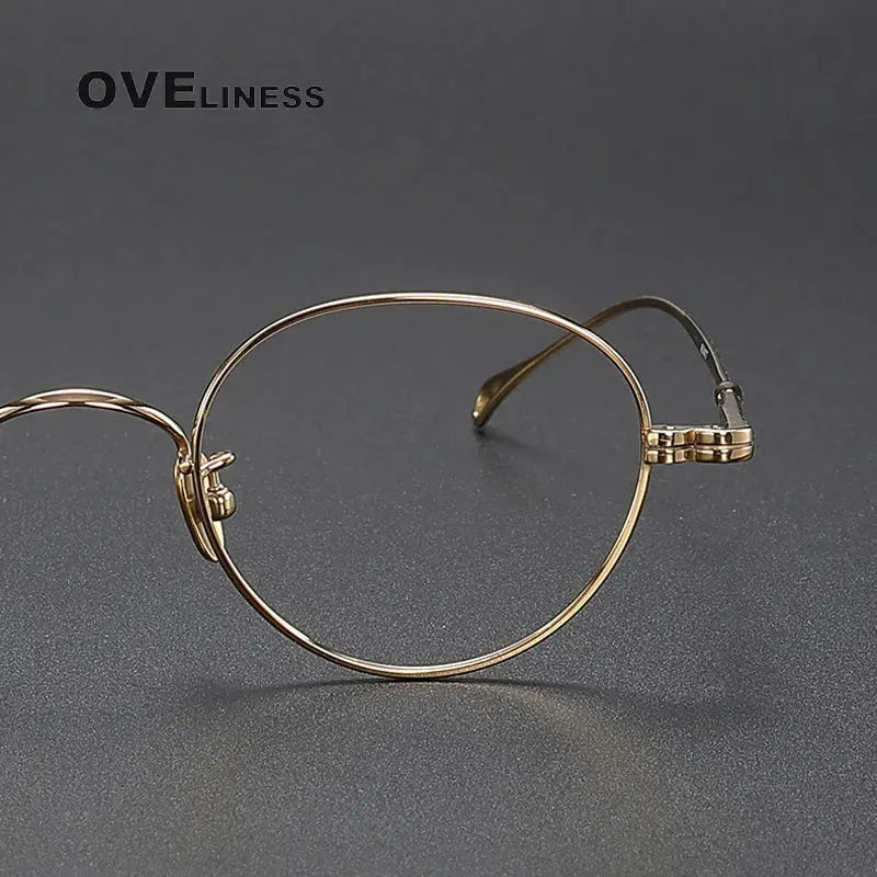 Unisex Oval Full Rim Titanium Prescription Glasses M002 — view 3 | Rx Spectacle