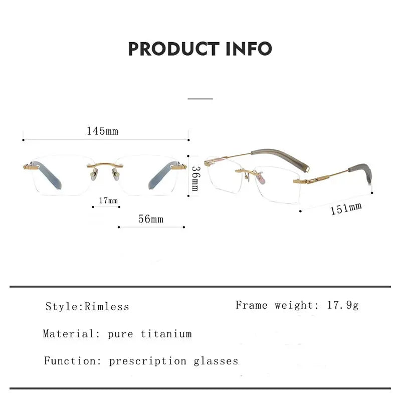 Men's Square Rimless Titanium Prescription Glasses 808140 — view 2 | Rx Spectacle