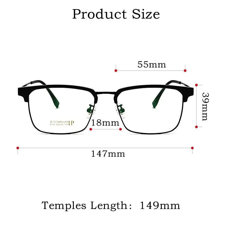 Men's Square Full Rim Titanium Prescription Glasses 2310yj — view 7 | Rx Spectacle
