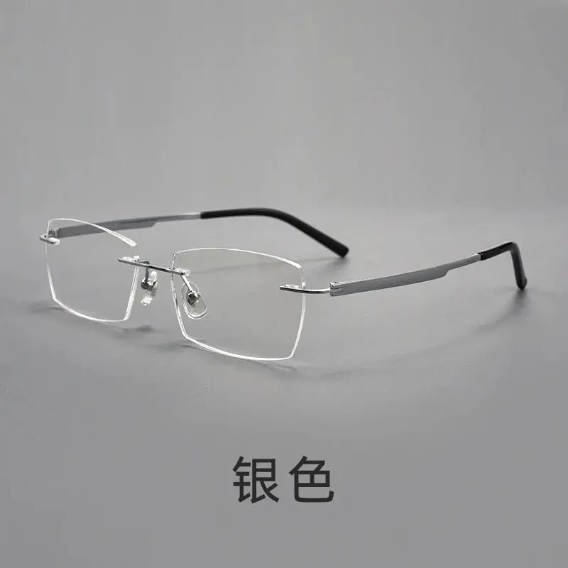Unisex Polygon Rimless Titanium Prescription Glasses 615801 — view 3 | Rx Spectacle
