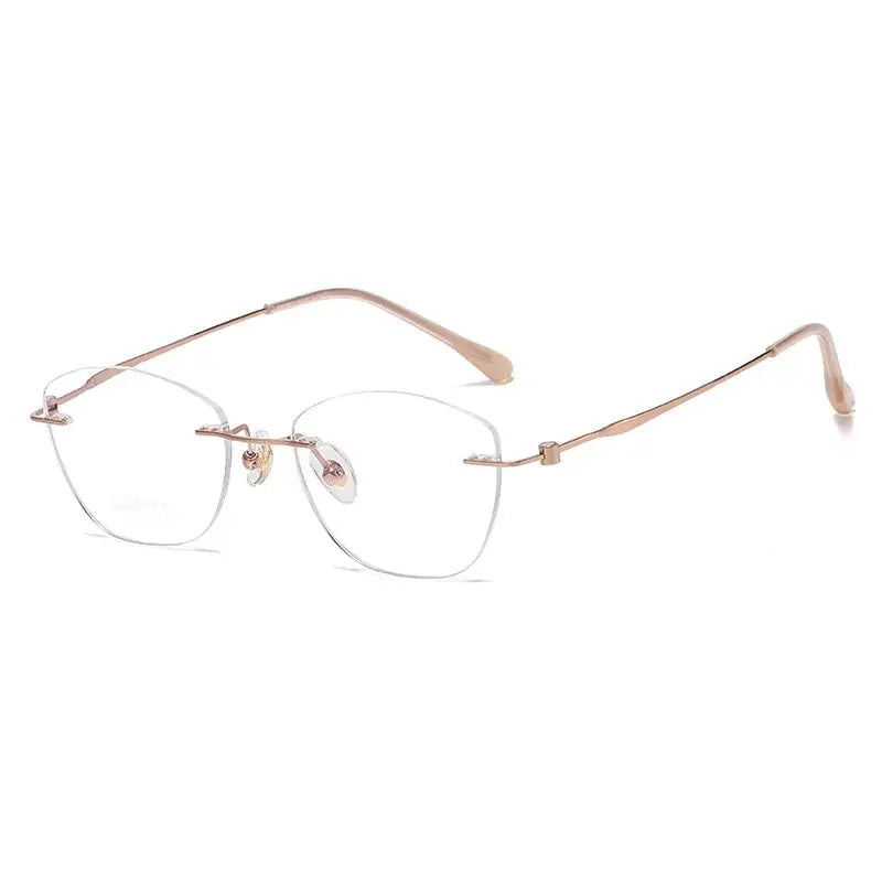 Women's Cat Eye Rimless Titanium Prescription Glasses 60204 — view 5 | Rx Spectacle
