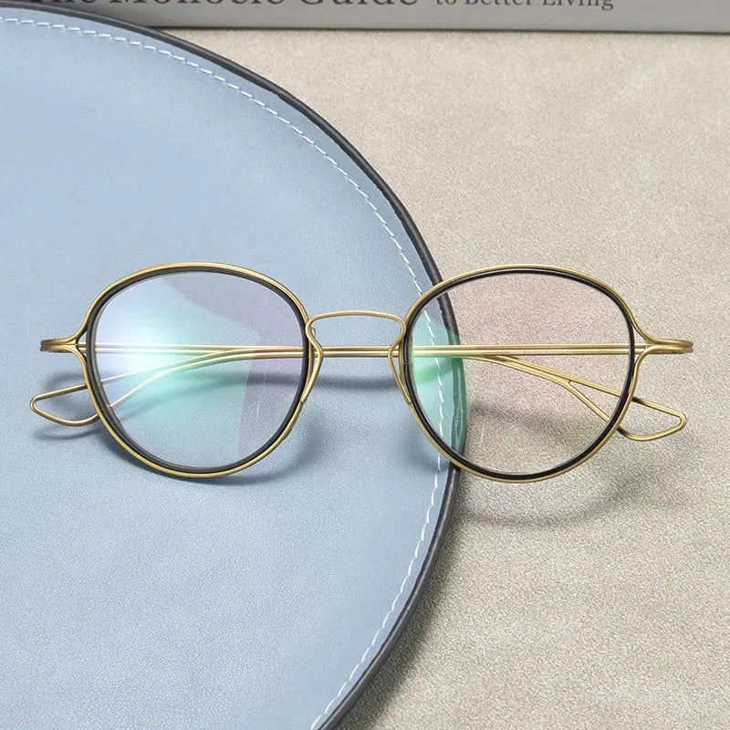 Unisex Round Full Rim Titanium Prescription Glasses 59100 — view 3 | Rx Spectacle
