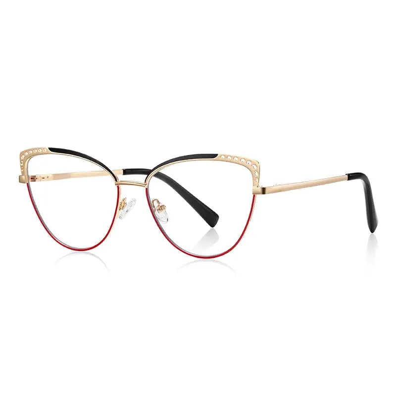 Women's Cat Eye Full Rim Alloy Prescription Glasses 843107 — view 3 | Rx Spectacle